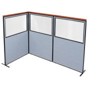 48-1/4"W x 73-1/2"H Deluxe Freestanding 3-Panel Corner Divider with Partial Window, Blue