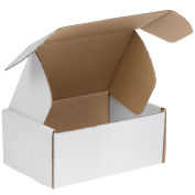 12-1/8"x9-1/4"x6" Corrugated Tab Lock Literature Mailers, White - Pkg Qty 50