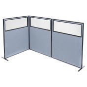 48-1/4"W x 60"H Freestanding 3-Panel Corner Room Divider with Partial Window, Blue