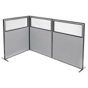 48-1/4"W x 60"H Freestanding 3-Panel Corner Room Divider with Partial Window, Gray