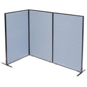 36-1/4"W x 60"H Freestanding 3-Panel Corner Room Divider, Blue