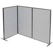 36-1/4"W x 60"H Freestanding 3-Panel Corner Room Divider, Gray
