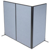 36-1/4"W x 72"H Freestanding 3-Panel Corner Room Divider, Blue