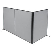 48-1/4"W x 60"H Freestanding 3-Panel Corner Room Divider, Gray