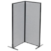 24-1/4"W x 60"H Freestanding 2-Panel Corner Room Divider, Gray