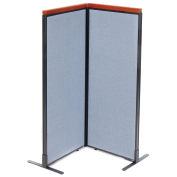 24-1/4"W x 61-1/2"H Deluxe Freestanding 2-Panel Corner Room Divider, Blue