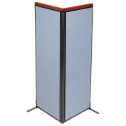 24-1/4"W x 73-1/2"H Deluxe Freestanding 2-Panel Corner Room Divider, Blue