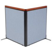 36-1/4"W x 43-1/2"H Deluxe Freestanding 2-Panel Corner Room Divider, Blue