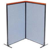 36-1/4"W x 61-1/2"H Deluxe Freestanding 2-Panel Corner Room Divider, Blue