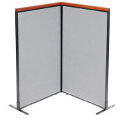 36-1/4"W x 61-1/2"H Deluxe Freestanding 2-Panel Corner Room Divider, Gray
