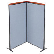 36-1/4"W x 73-1/2"H Deluxe Freestanding 2-Panel Corner Room Divider, Blue