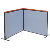 48-1/4"W x 43-1/2"H Deluxe Freestanding 2-Panel Corner Room Divider, Blue