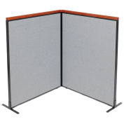 48-1/4"W x 61-1/2"H Deluxe Freestanding 2-Panel Corner Room Divider, Gray