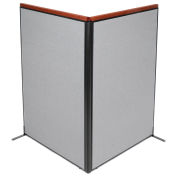 48-1/4"W x 73-1/2"H Deluxe Freestanding 2-Panel Corner Room Divider, Gray