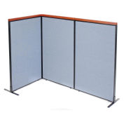 36-1/4"W x 61-1/2"H Deluxe Freestanding 3-Panel Corner Room Divider, Blue