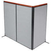 36-1/4"W x 73-1/2"H Deluxe Freestanding 3-Panel Corner Room Divider, Gray