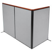 48-1/4"W x 73-1/2"H Deluxe Freestanding 3-Panel Corner Room Divider, Gray