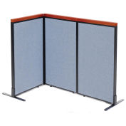 24-1/4"W x 43-1/2"H Deluxe Freestanding 3-Panel Corner Room Divider, Blue