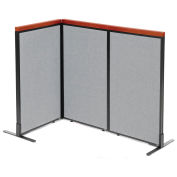 24-1/4"W x 43-1/2"H Deluxe Freestanding 3-Panel Corner Room Divider, Gray