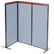 24-1/4"W x 61-1/2"H Deluxe Freestanding 3-Panel Corner Room Divider, Blue