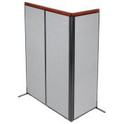 24-1/4"W x 73-1/2"H Deluxe Freestanding 3-Panel Corner Room Divider, Gray