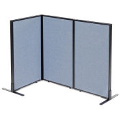 24-1/4"W x 42"H Freestanding 3-Panel Corner Room Divider, Blue