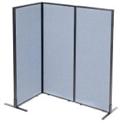 24-1/4"W x 60"H Freestanding 3-Panel Corner Room Divider, Blue