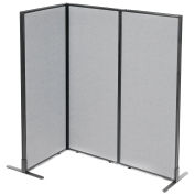 24-1/4"W x 60"H Freestanding 3-Panel Corner Room Divider, Gray