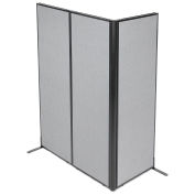 24-1/4"W x 72"H Freestanding 3-Panel Corner Room Divider, Gray