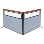 60-1/4"W x 43-1/2"H Deluxe Freestanding 2-Panel Corner Divider with Partial Window, Blue