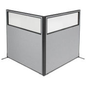 60-1/4"W x 60"H Freestanding 2-Panel Corner Room Divider with Partial Window, Gray