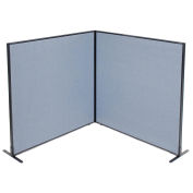 60-1/4"W x 60"H Freestanding 2-Panel Corner Room Divider, Blue