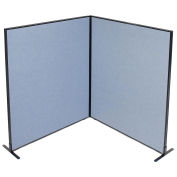 60-1/4"W x 72"H Freestanding 2-Panel Corner Room Divider, Blue