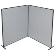 60-1/4"W x 72"H Freestanding 2-Panel Corner Room Divider, Gray