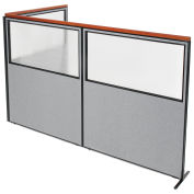 60-1/4"W x 73-1/2"H Deluxe Freestanding 3-Panel Corner Divider with Partial Window, Gray