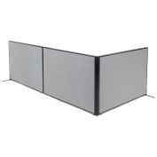 60-1/4"W x 42"H Freestanding 3-Panel Corner Room Divider, Gray