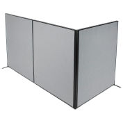 60-1/4"W x 72"H Freestanding 3-Panel Corner Room Divider, Gray