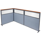 60-1/4"W x 61-1/2"H Deluxe Freestanding 3-Panel Corner Divider with Partial Window, Blue