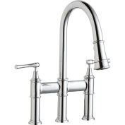 Elkay Explore Pull-Down Bridge Kitchen Faucet, Chrome, Double Lever Handle, LKEC2037CR