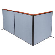 60-1/4"W x 61-1/2"H Deluxe Freestanding 3-Panel Corner Room Divider, Blue