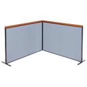 60-1/4"W x 43-1/2"H Deluxe Freestanding 2-Panel Corner Room Divider, Blue