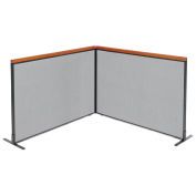 60-1/4"W x 43-1/2"H Deluxe Freestanding 2-Panel Corner Room Divider, Gray