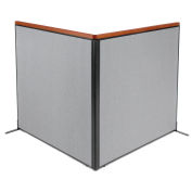 60-1/4"W x 61-1/2"H Deluxe Freestanding 2-Panel Corner Room Divider, Gray