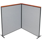 60-1/4"W x 73-1/2"H Deluxe Freestanding 2-Panel Corner Room Divider, Gray