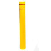 Post Guard® Bollard Cover CL1386F, 7" Dia. x 52"H, Yellow with Red Tape