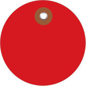 3" Diameter Plastic Circle Tags, Red, 100 Pack