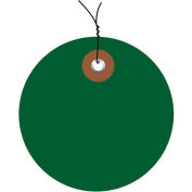 2" Diameter Pre-Wired Plastic Circle Tags, Green, 100 Pack