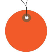 2" Diameter Pre-Wired Plastic Circle Tags, Orange, 100 Pack