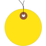 3" Diameter Pre-Wired Plastic Circle Tags, Yellow, 100 Pack