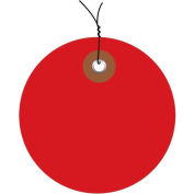 3" Diameter Pre-Wired Plastic Circle Tags, Red, 100 Pack